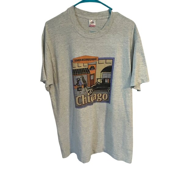 Tower Records Video Chicago T Shirt Vintage Fruit Of The Loom Graphic Size XL